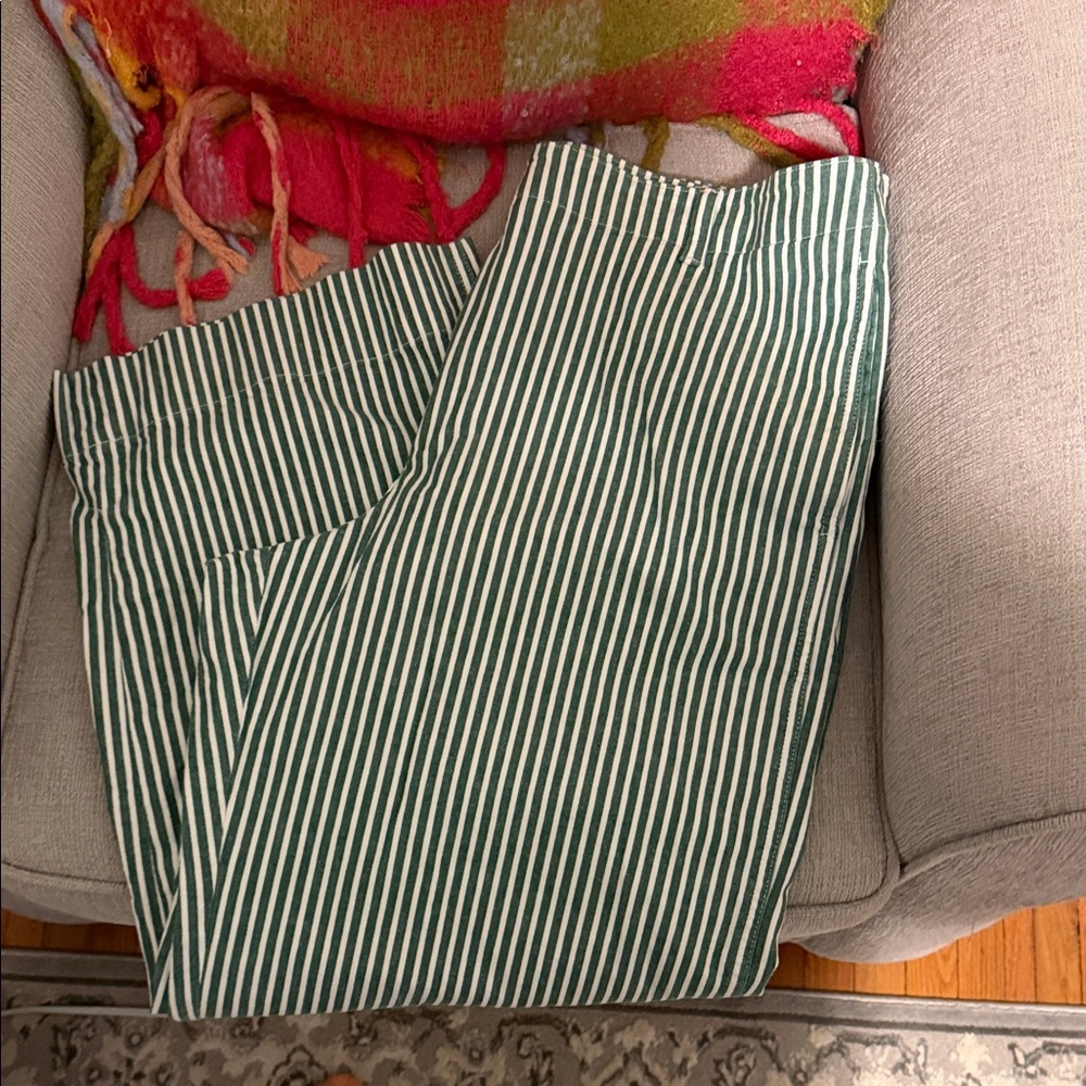 Talbots Green and White Striped Wide Leg Pants - Like New!
